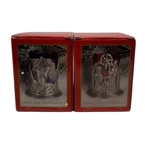 Nativity Angels Votive Candle Holders Macys Home for the Holidays 1997 Set Of 2 - Picture 5 of 9